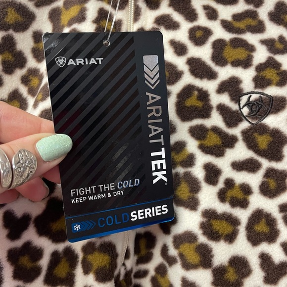 Ariat ladies cheetah print 1/4 zip fleece ariattek nwt - Picture 3 of 6
